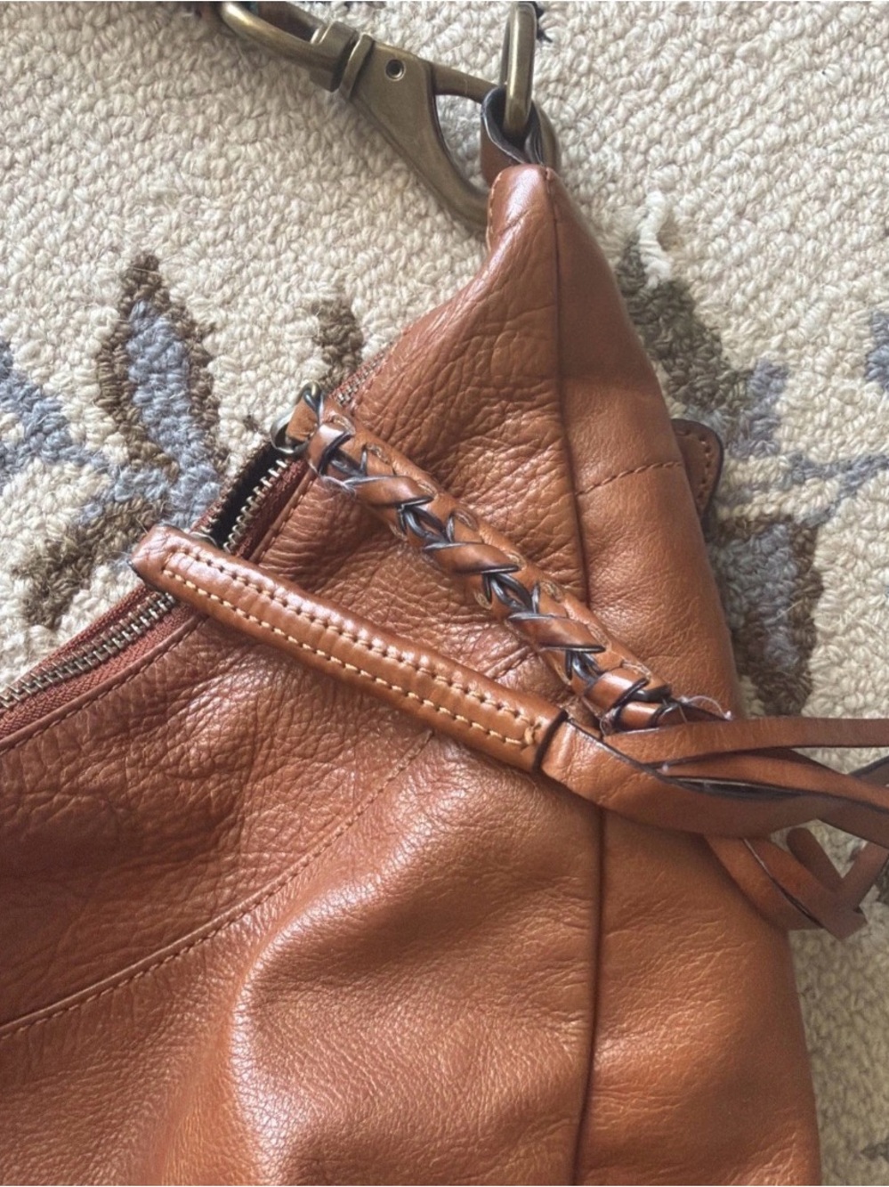FRYE Jenny Leather Hobo Bag Convertible Crossbody Cognac-EUC - Picture 3 of 12